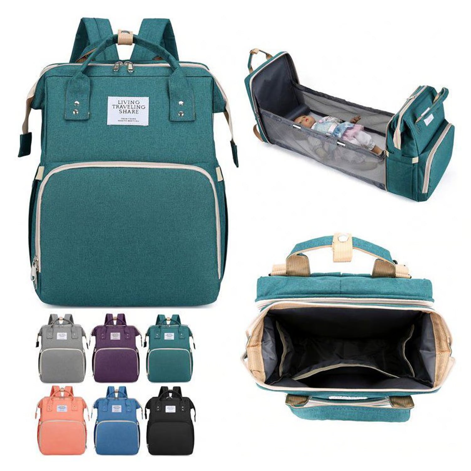 Combo Pañalera Tipo Cuna Multiusos + Kit de Aseo para Bebé