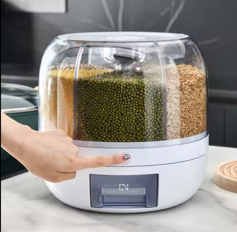 Dispensador Giratorio de Granos y Cereales con Compartimentos