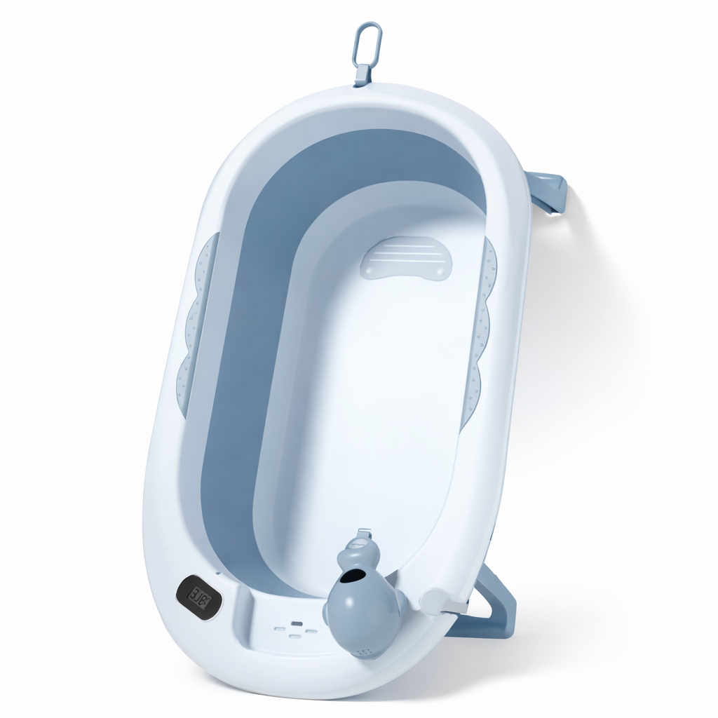 Bañera plegable con control de temperatura.