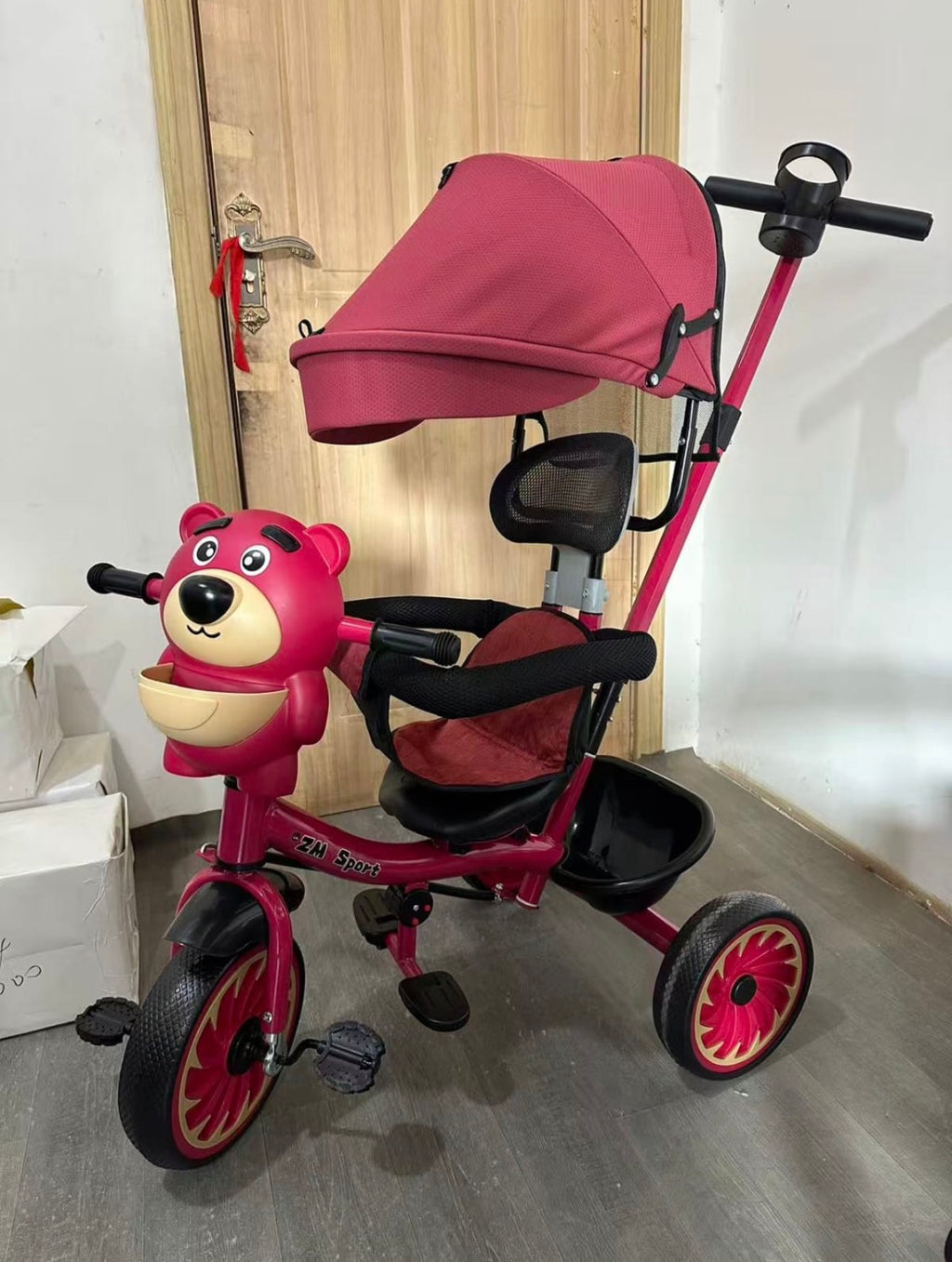 Triciclo Paseador Infantil Multifuncional Osito Giratorio 360°