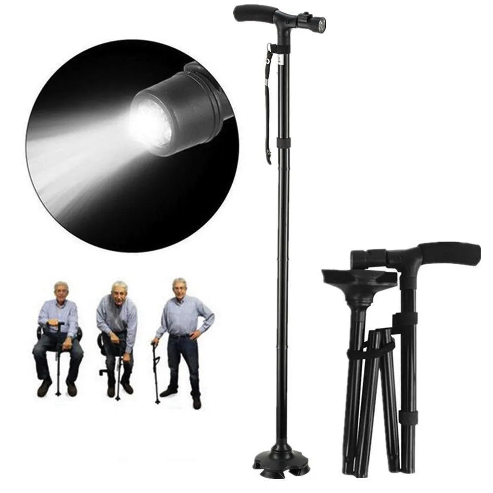 Bastón Ortopédico Plegable con Linterna LED