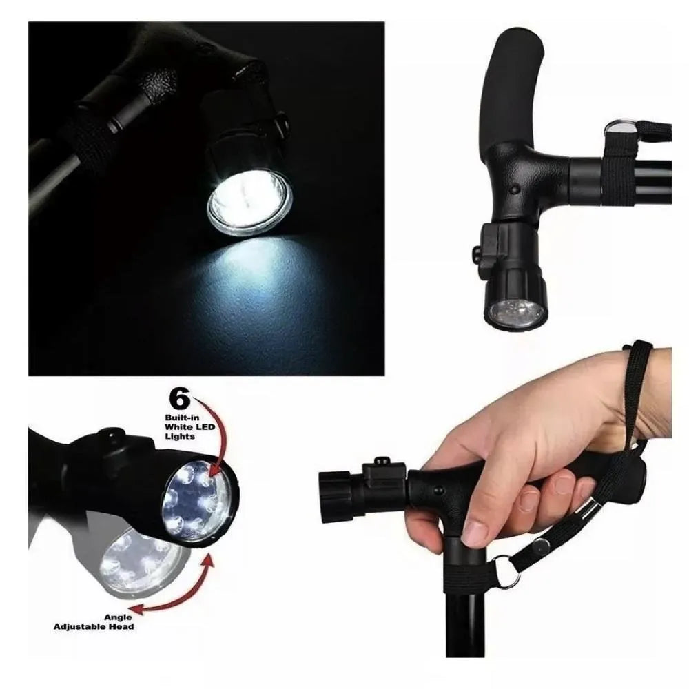 Bastón Ortopédico Plegable con Linterna LED