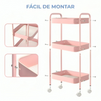 Carrito Organizador de 3 Niveles con Ruedas