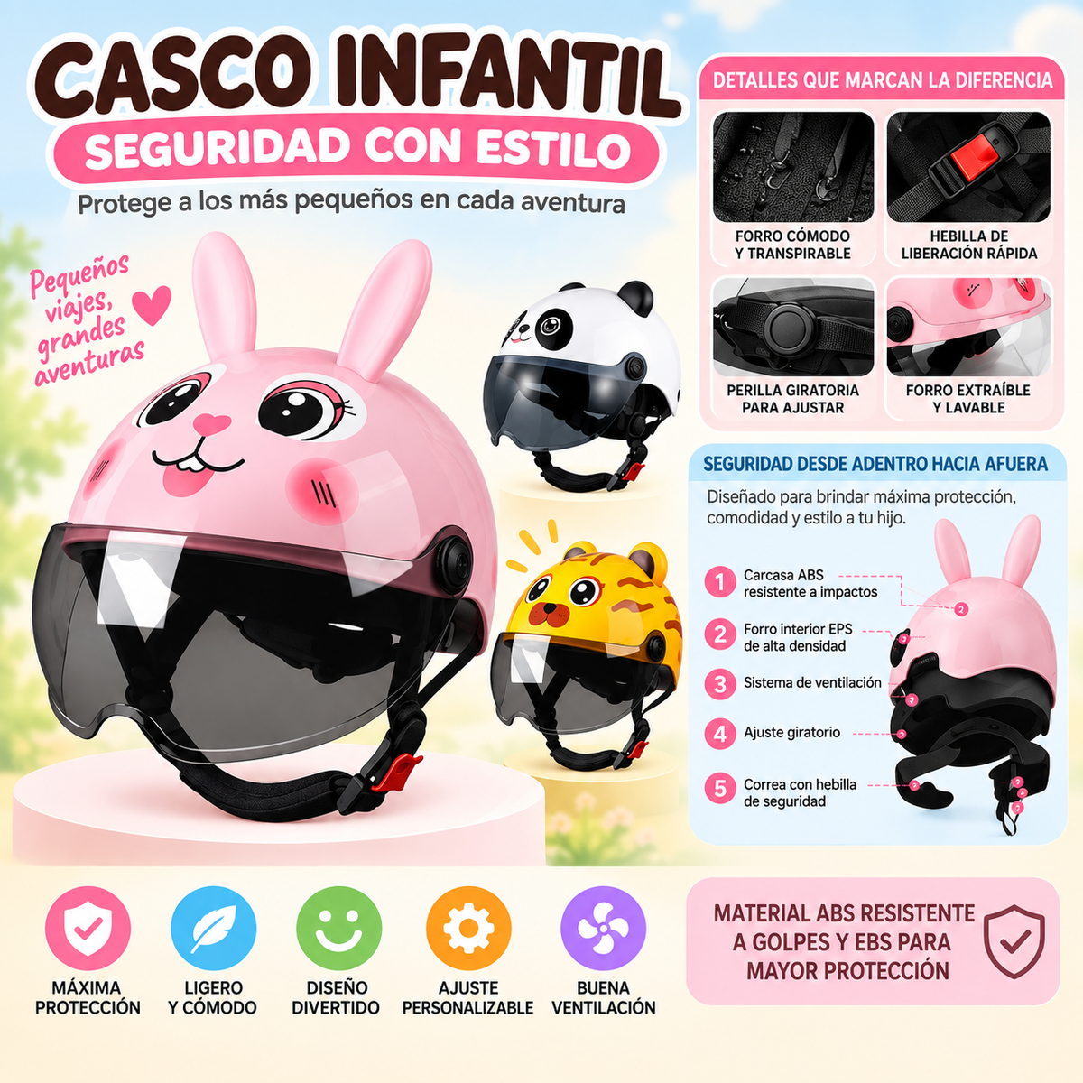Casco Infantil de Motocicleta Retro