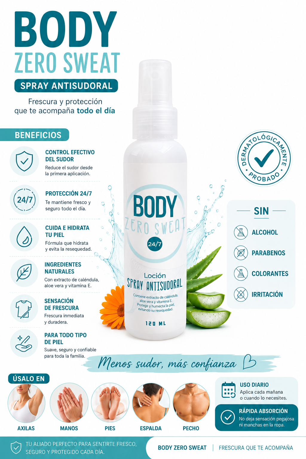 Body Zero SweaSkinRepair | SPRAY ANTITRANSPIRANTE Y DESODORANTE DE LARGA DURACIÓN