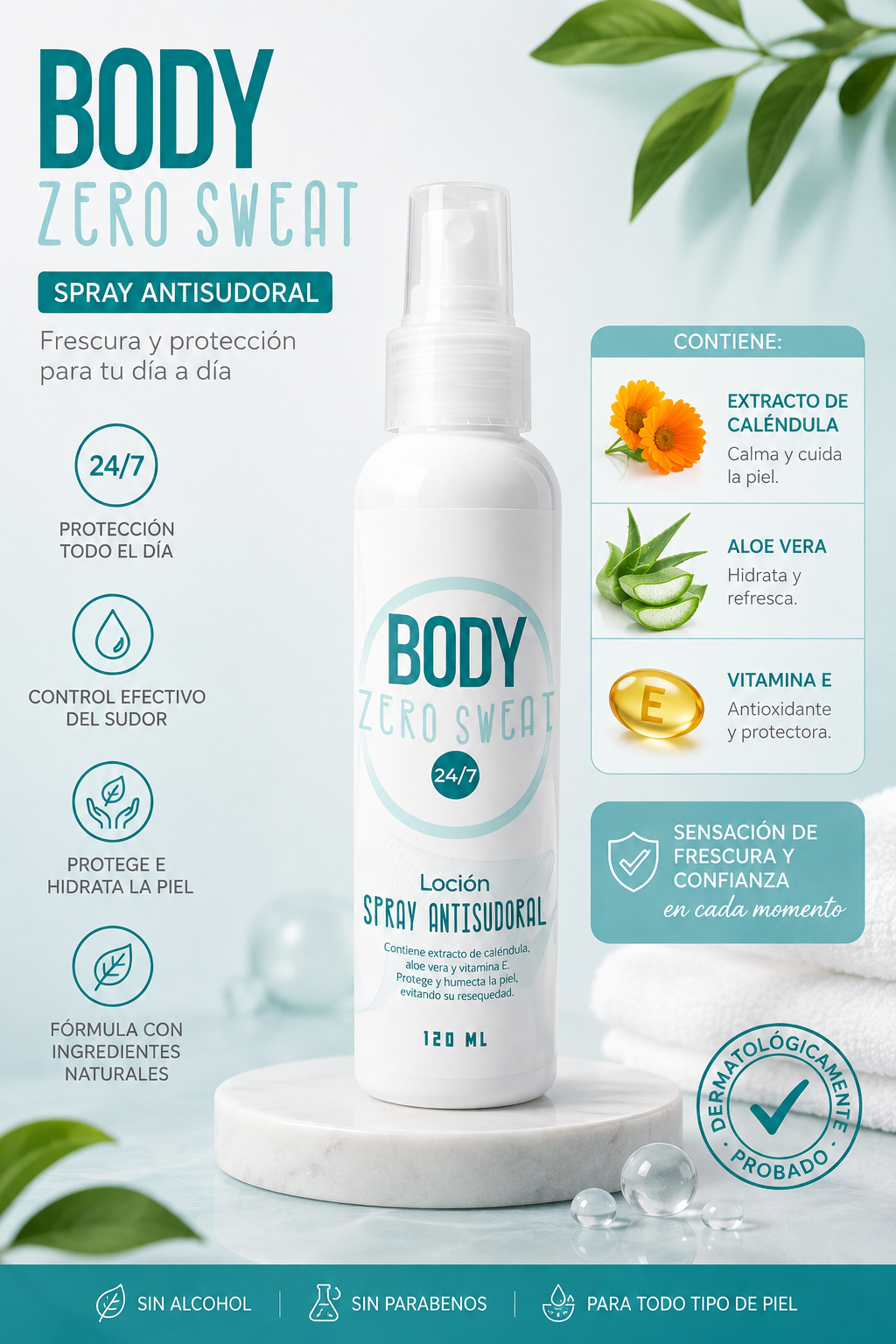 Body Zero SweaSkinRepair | SPRAY ANTITRANSPIRANTE Y DESODORANTE DE LARGA DURACIÓN