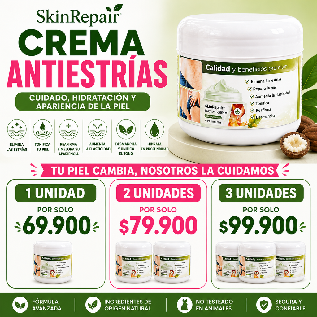 Crema Antiestrías SkinRepair 60 g | Cuidado, Hidratación y Apariencia de la Piel