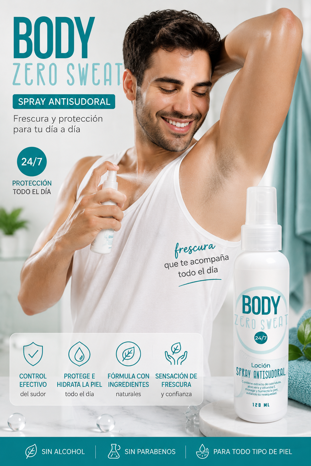 Body Zero SweaSkinRepair | SPRAY ANTITRANSPIRANTE Y DESODORANTE DE LARGA DURACIÓN