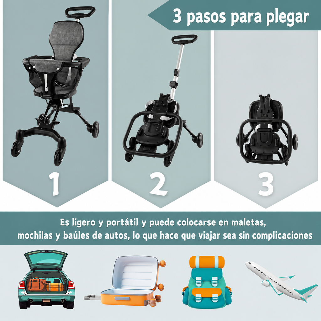 Coche para Bebé Plegable Bidireccional