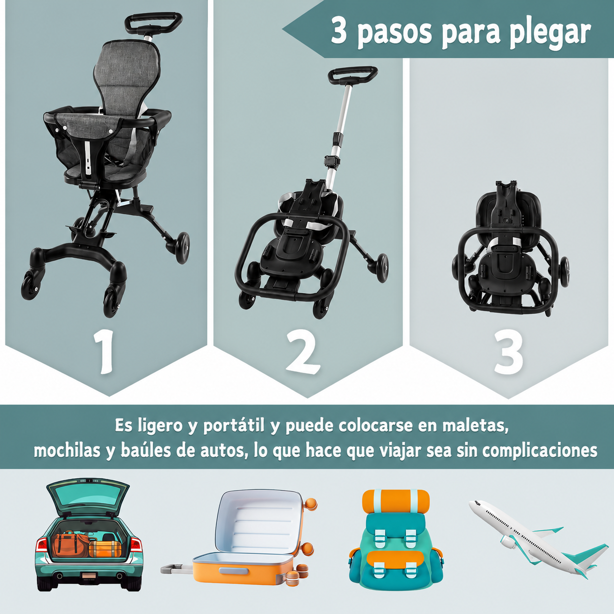 Coche para Bebé Plegable Bidireccional