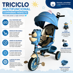 Triciclo Paseador Infantil Multifuncional Osito Giratorio 360°