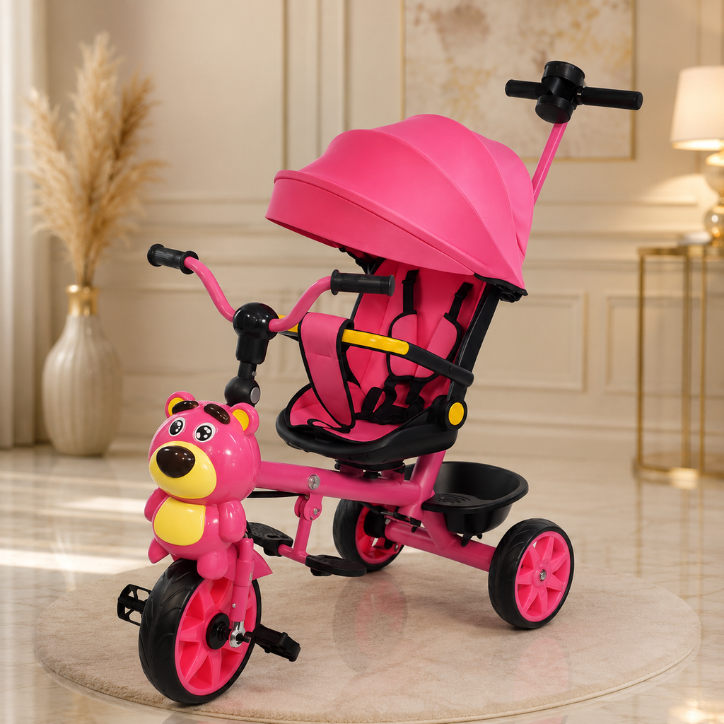 Triciclo Paseador Infantil Multifuncional Osito Giratorio 360°