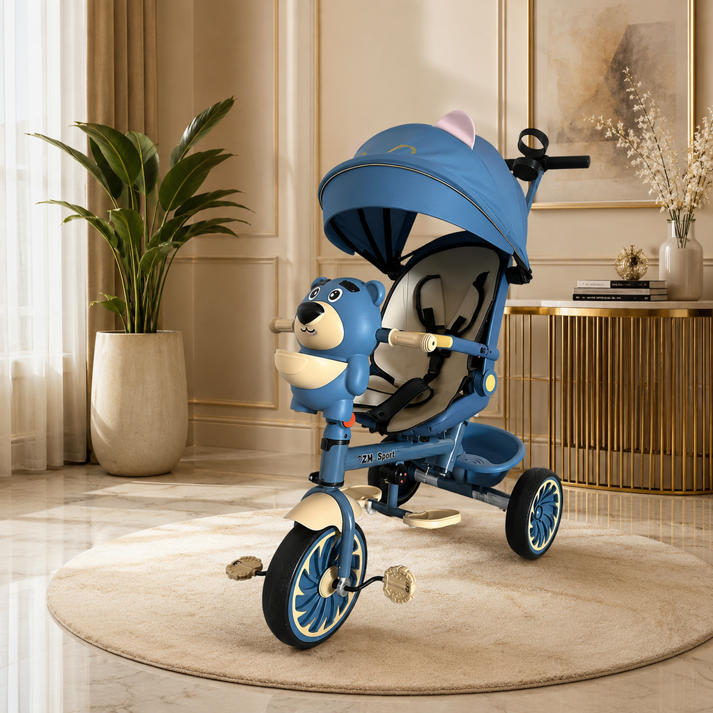 Triciclo Paseador Infantil Multifuncional Osito Giratorio 360°