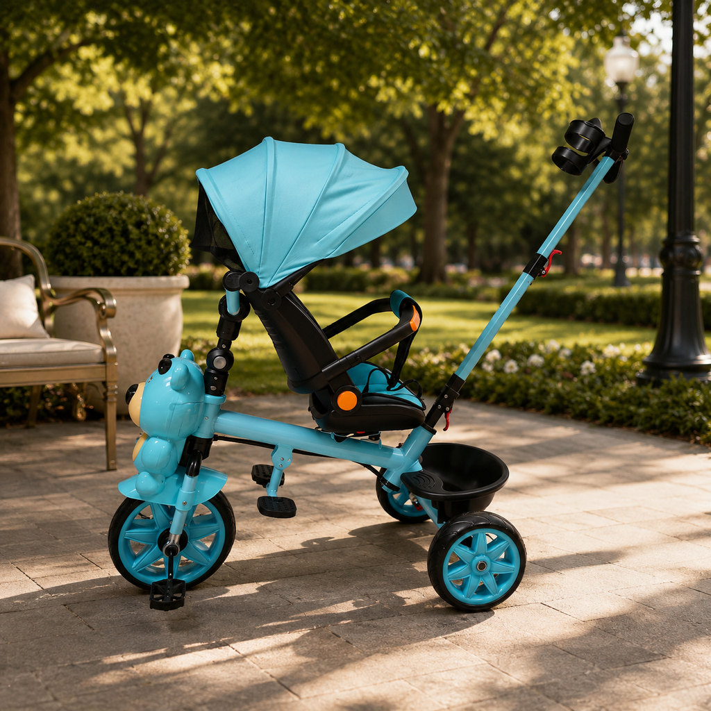 Triciclo Paseador Infantil Multifuncional Osito Giratorio 360°