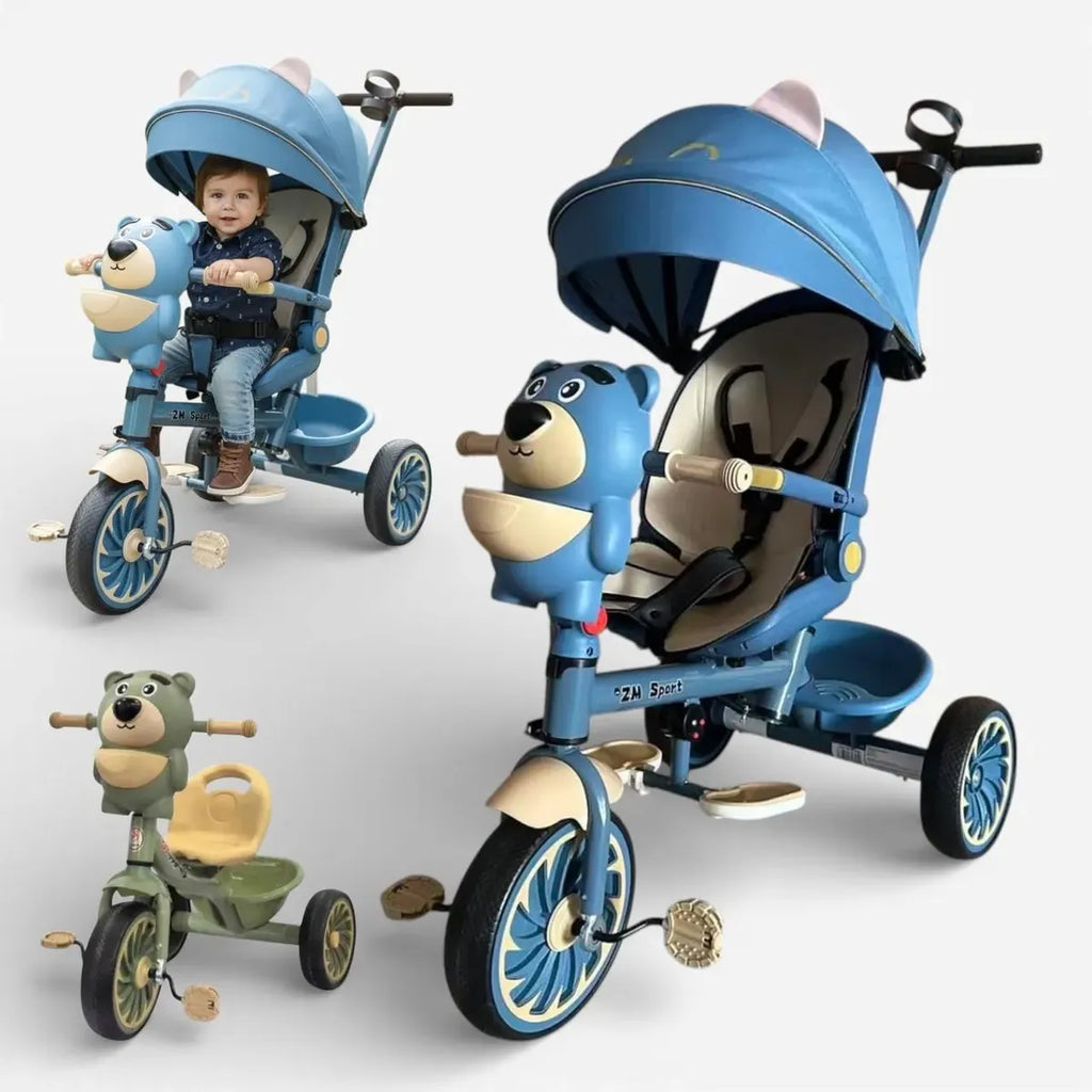 Triciclo Paseador Infantil Multifuncional Osito Giratorio 360°