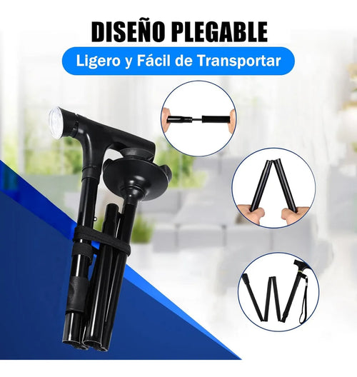 Bastón Ortopédico Plegable con Linterna LED