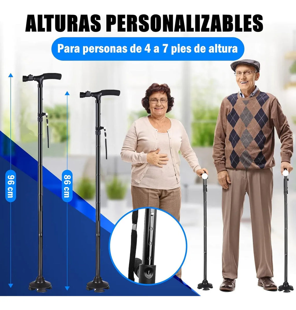 Bastón Ortopédico Plegable con Linterna LED