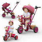 Triciclo Paseador Infantil Multifuncional Osito Giratorio 360°