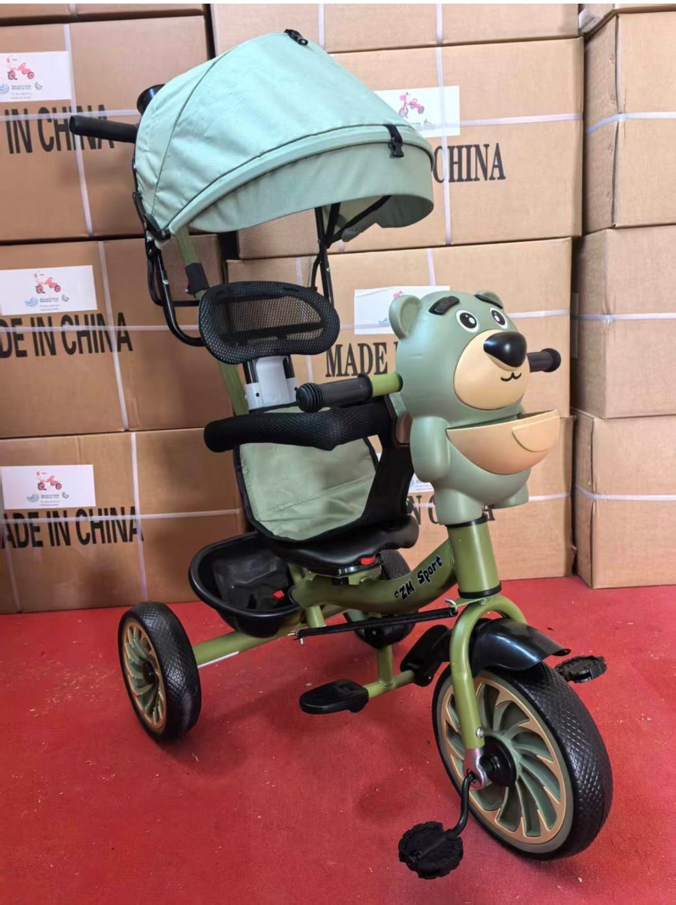 Triciclo Paseador Infantil Multifuncional Osito Giratorio 360°