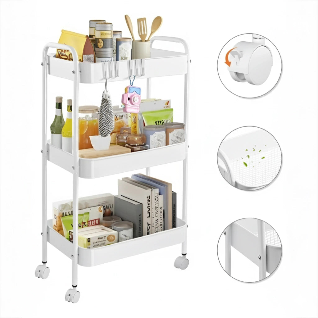 Carrito Organizador de 3 Niveles con Ruedas