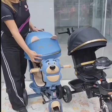 Triciclo Paseador Infantil Multifuncional Osito Giratorio 360°