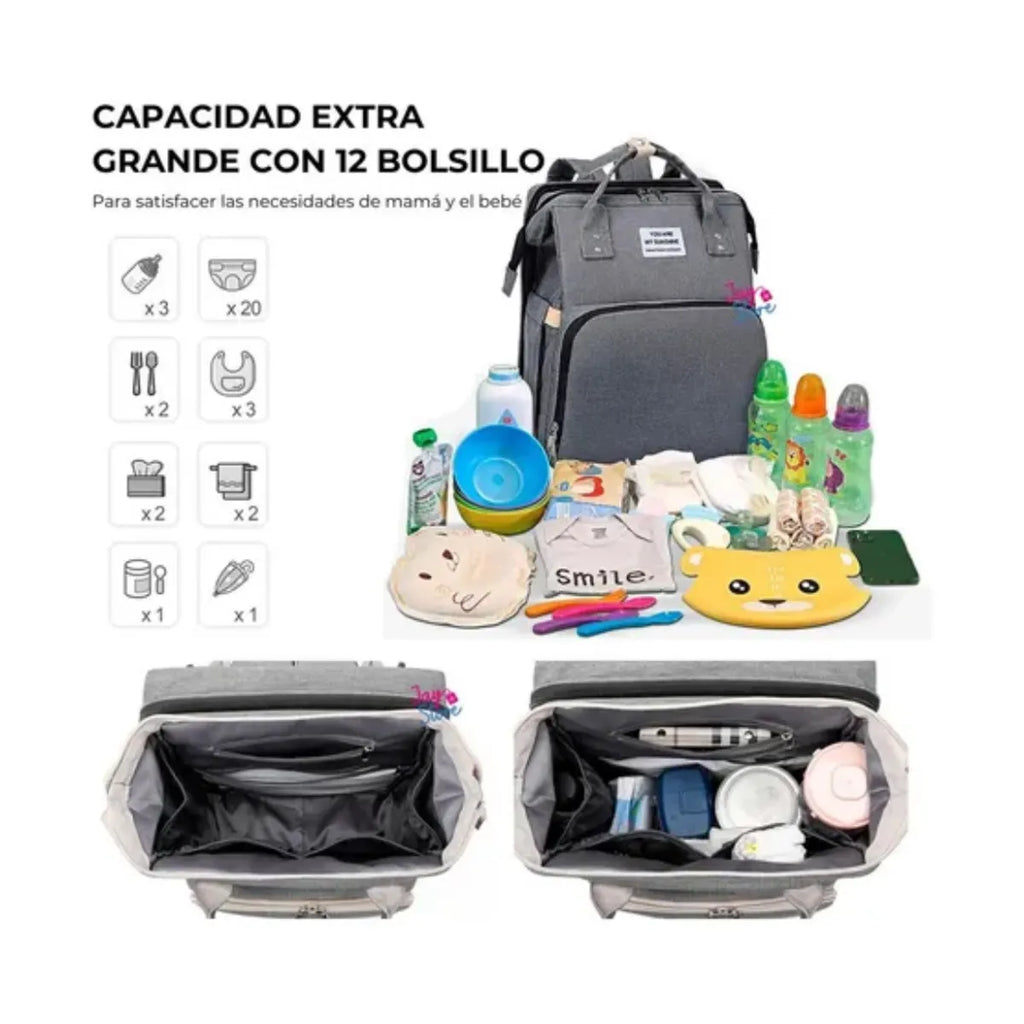 Combo Pañalera Tipo Cuna Multiusos + Kit de Aseo para Bebé